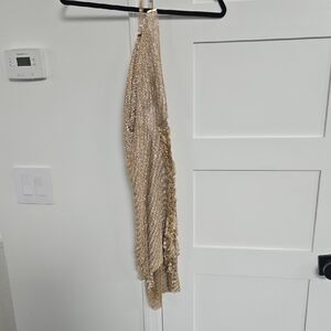 Gold Sequin Halter Chain Dress